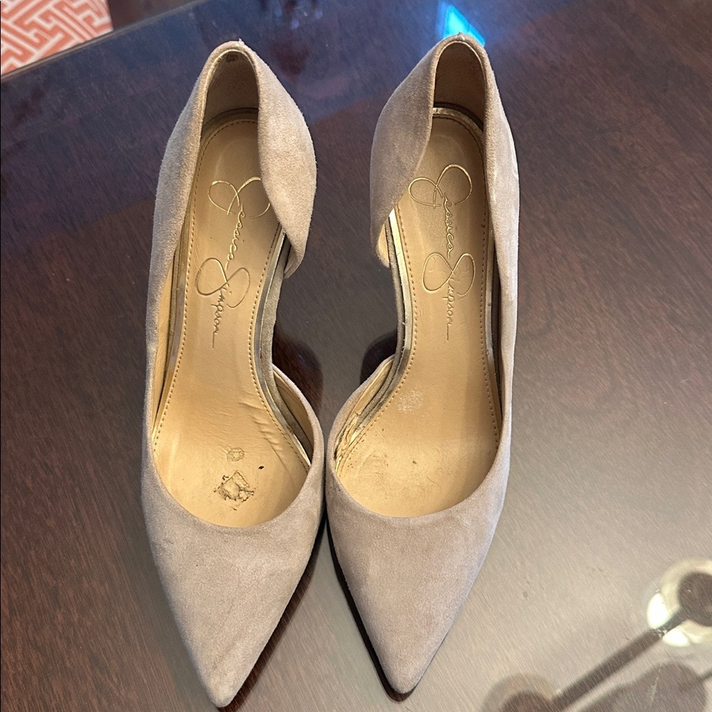 Jessica Simpson Taupe Suede Pointed Heels